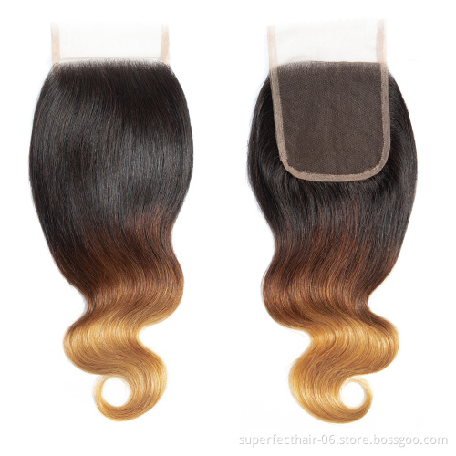 Hot selling Beauty Products 2019 Hair Bundles 1B 4 27 Ombre Color Virgin Raw Human Hair Weaving With Lace Closure